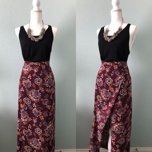Charlotte Russe floral high slit maxi skirt